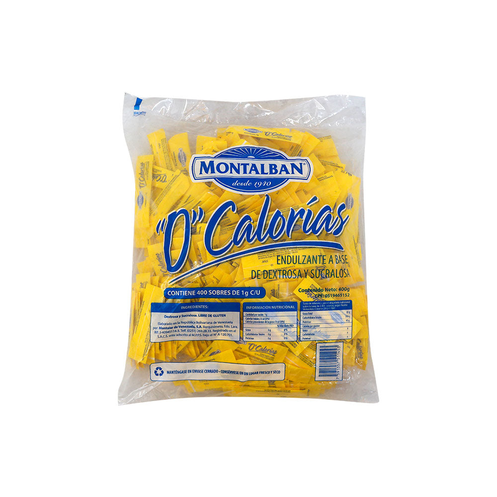 AZÚCAR CERO CALORÍAS MONTALBAN 400 UND X 4PQ (BULTO)