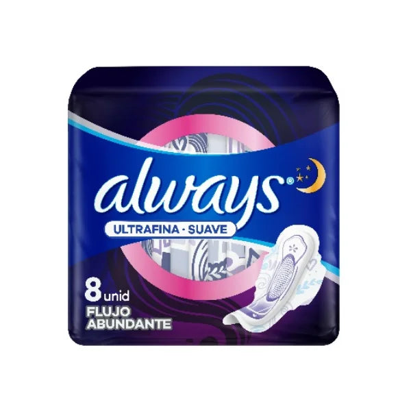 TOALLAS ALWAYS NOCTURNA ULTRA SUAVE X 8UND