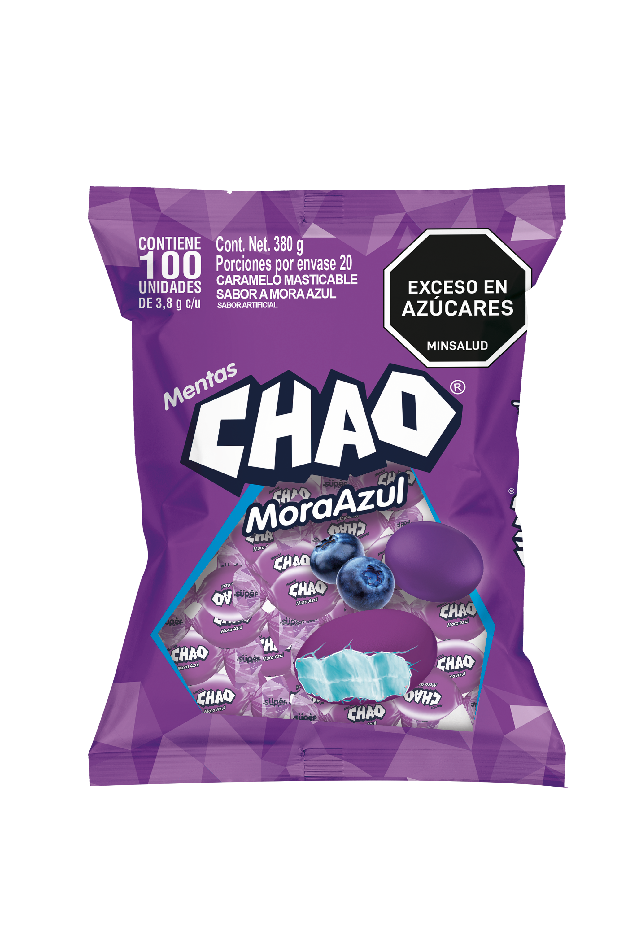 CARAMELOS CHAO MORA AZUL 100UND