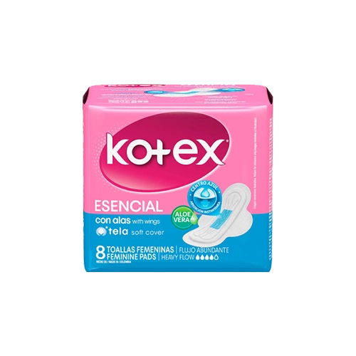 TOALLAS KOTEX ESENCIAL CON ALAS 8UND