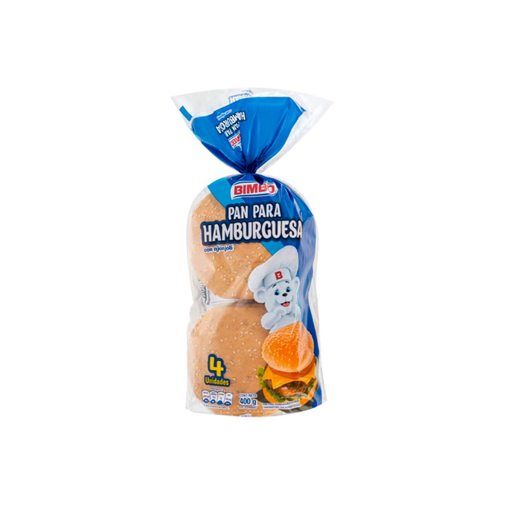 PAN BIMBO HAMBURGUESA (4UND) 400GR